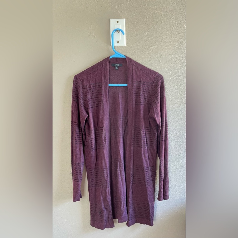 Purple open front cardigan APT 9 size medium